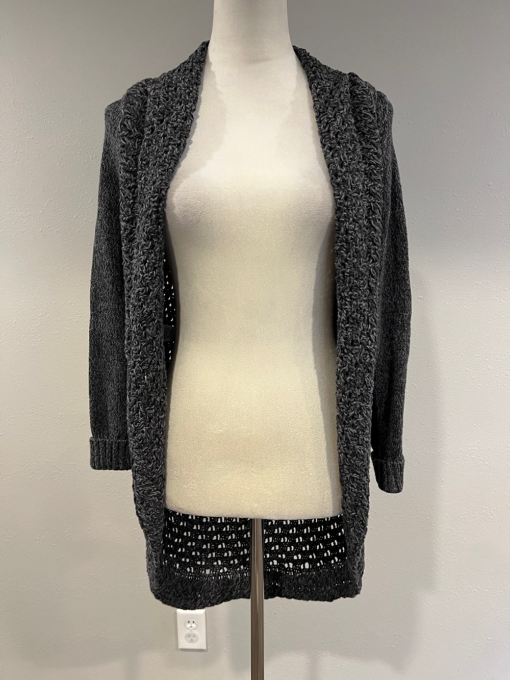 Eddie Bauer Cozy Open-Front‎ Dark Gray Women's Cardigan Sweater size medium